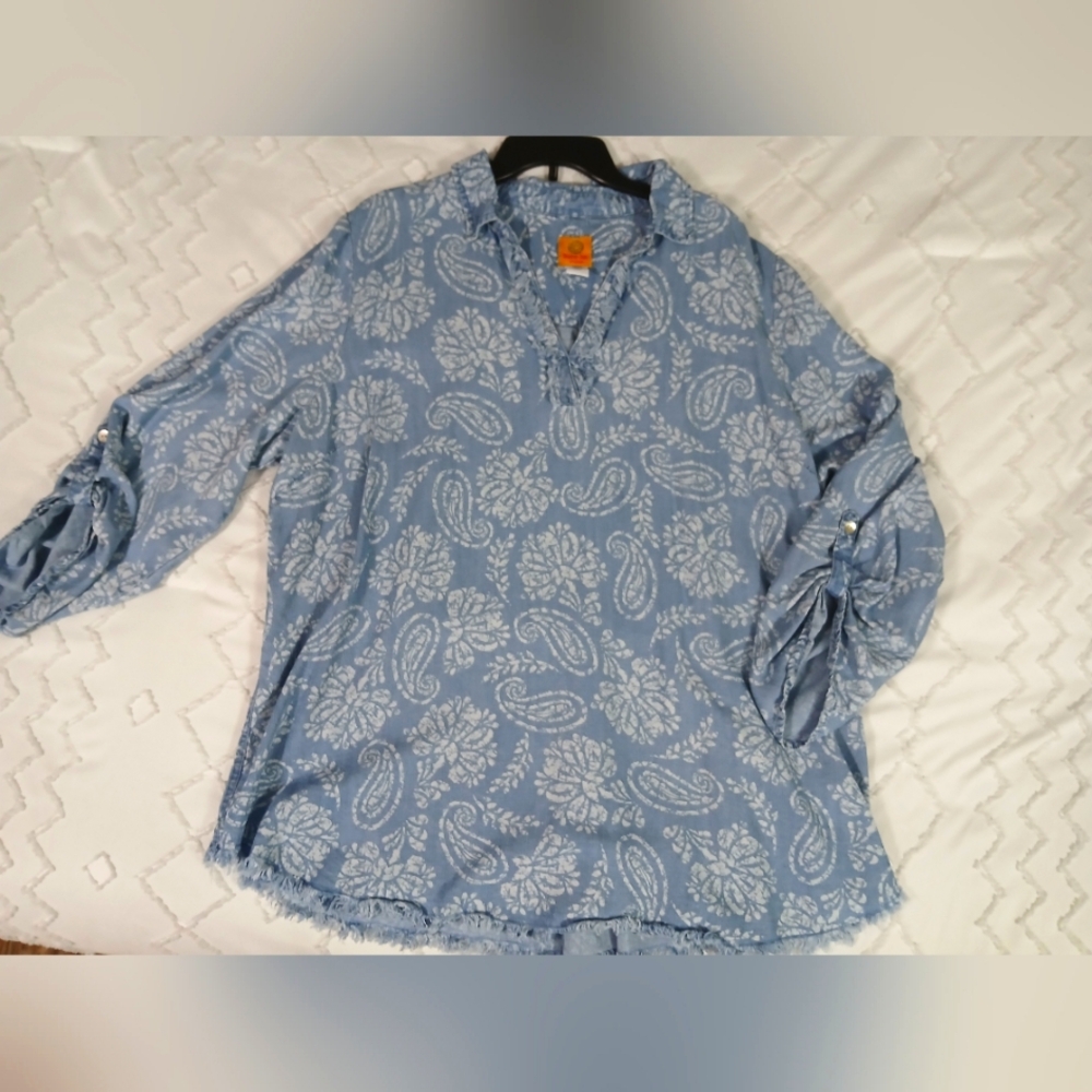 Ruby Rd. Blue Paisley Blouse - Picture 8 of 8